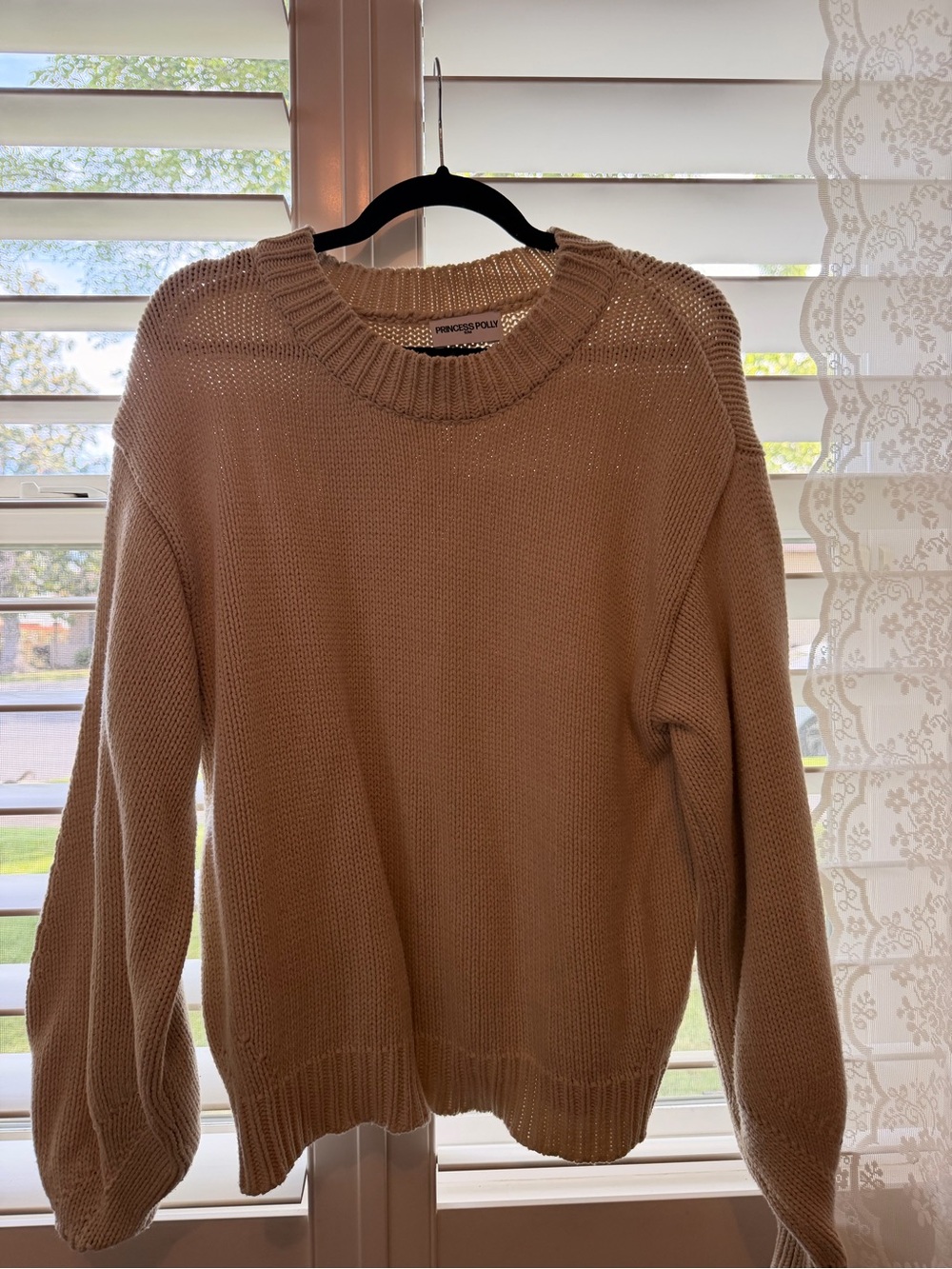 Princess Polly Neutral Beige Crew Sweater - Soft Knit Pullover